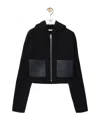 Loewe Leather-trimmed Wool-blend Hoodie In Black