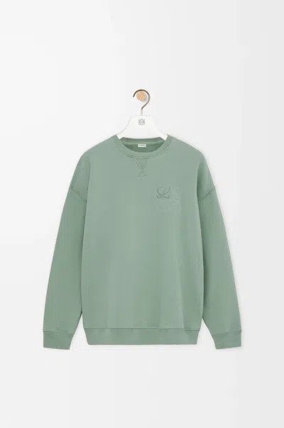 Loewe Logo-embroidered Printed Cotton-jersey Sweatshirt In Blue
