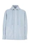 Loewe Men Pastel Light Blue Cotton Jacket In Blue