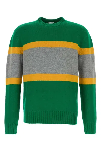 Loewe Striped Knit Sweater Crew Neck In Multi
