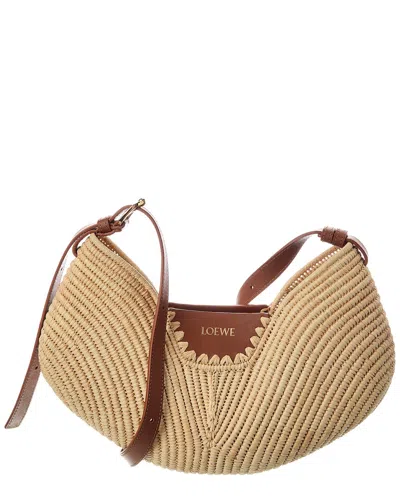 Loewe Swing Medium Raffia & Leather Hobo Bag In Brown