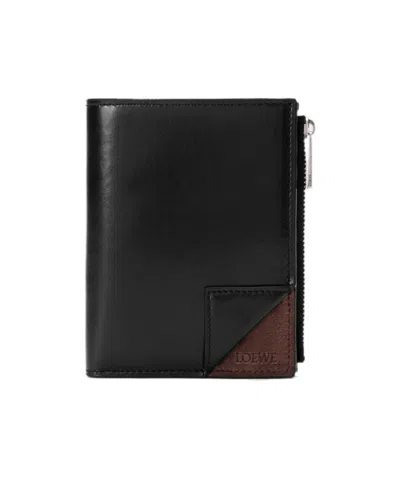 Loewe Switch Slim Compact Wallet In Supple Grained Calfskin And Suede In Pink