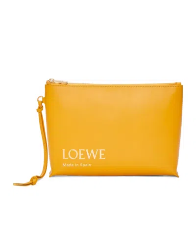 Loewe T Embossed Handbag In Yellow