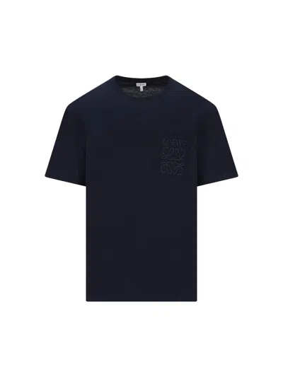 Loewe Logo-embroidered T-shirt In Blue