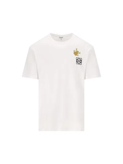 Loewe Frog-logo Embroidered T-shirt In White