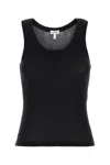 Loewe Silk Sleeveless Tank Top With Ribbed Texture In Black
