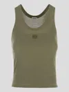 Loewe Anagram Embroidered Ribbed Silk-jersey Tank In Green