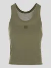 Loewe Anagram Embroidered Ribbed Silk-jersey Tank In Green