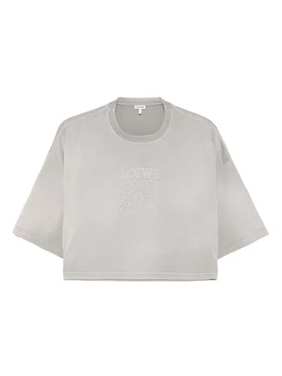 Loewe Cropped-top Aus Baumwoll-jersey In Gray