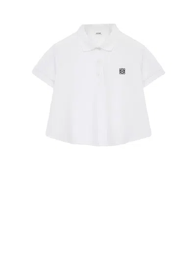 Loewe Anagram Embroidered Trapeze Polo T-shirt In White
