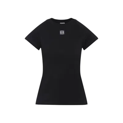 Loewe Anagram Embroidered Cotton-blend Jersey T-shirt In Black