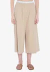 Loewe Cropped Cotton Trousers In Beige