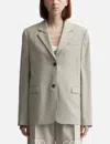 Loewe Tied-back Wool Blazer In Beige