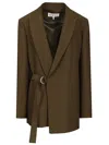 Loewe Khaki Green Double-breasted Wool Jacket Women In Brown