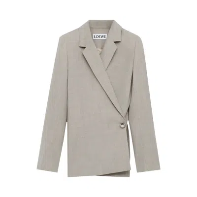 Pre-owned Loewe Tailored Jacket 'light Beige Melange' | Cream | Women's Size 34 In White