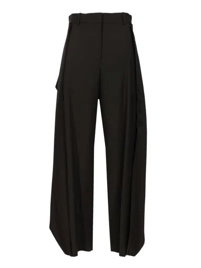 Loewe Wide Leg Wool Trousers Detachable Flaps In Black