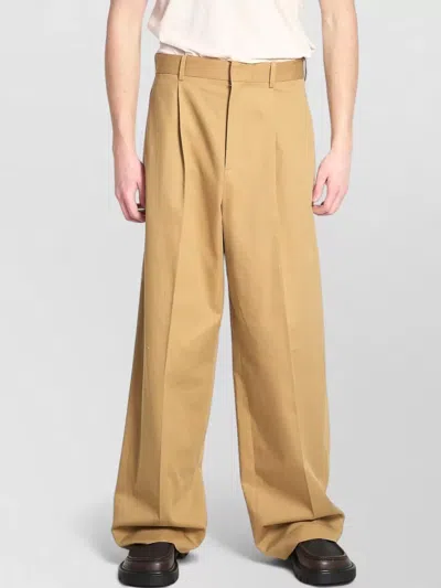 Loewe Tailored Wide Leg Cotton Gabardine Trousers In Neutral