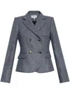 Loewe Blue Melange Wool Double-breasted Jacket Women In Blue