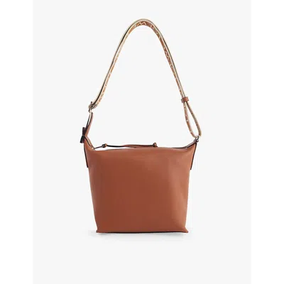Loewe Tan Cubi Small Branded-strap Leather Shoulder Bag In Brown