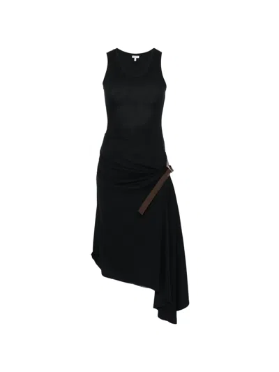 Loewe Tank Sleeveless Midi Dress In Black