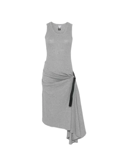 Loewe Tank Tie-detail Midi Dress In Gray