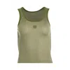 Loewe Anagram Embroidered Ribbed Silk-jersey Tank In Green