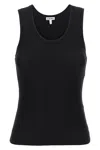 Loewe Anagram Embroidered Ribbed Silk-jersey Tank In Black