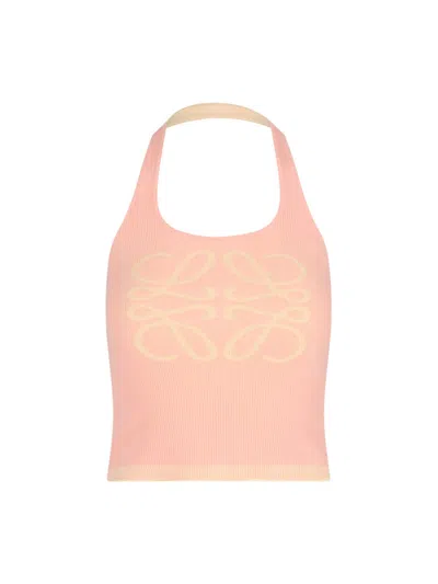 Loewe Anagram Tank Top In Cotton And Viscose In Pink