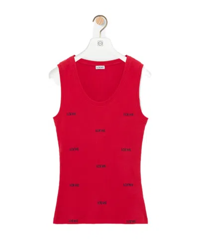 Loewe Tank Top In Stretch Cotton In Red