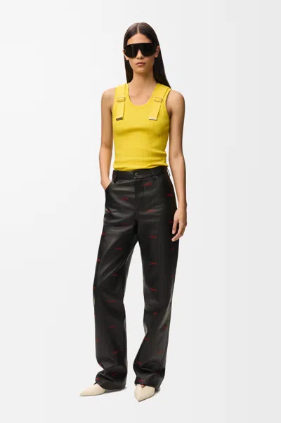 Loewe Womens Yellow Ribbed Buckled-strap Cotton-blend Tank Top