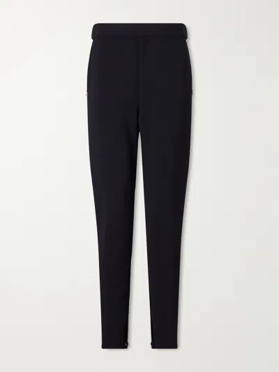 Loewe Tapered Leather-trimmed Wool-blend Twill Trousers In Blue