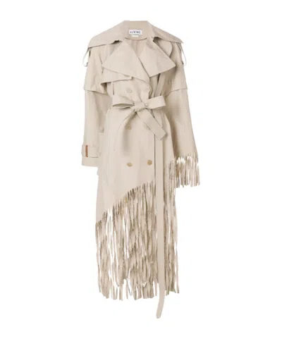 Loewe Tassel Trench Coat In Neutral