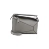 Loewe Structured Geometric Handbag In Smooth Pebbled Calfskin In Gray