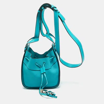 Pre-owned Loewe Teal Green Leather Mini Hammock Drawstring Bag