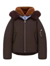 Loewe Technical Coating Bomber Jacket With Double Layer Construction And Checked Back In Brown