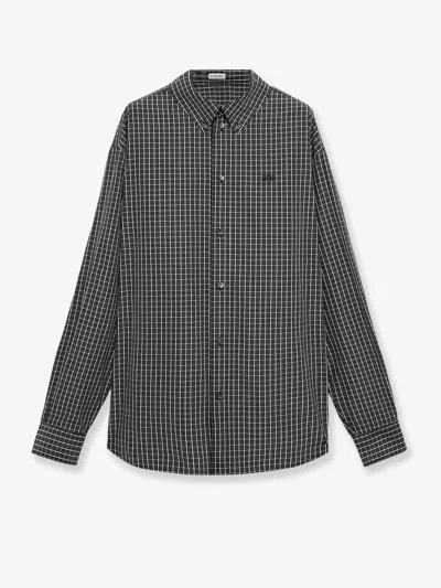Loewe Technical Cotton Shirt With All-over Check Pattern In Black