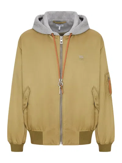 Loewe Technical Fabric Bomber Jacket In Green