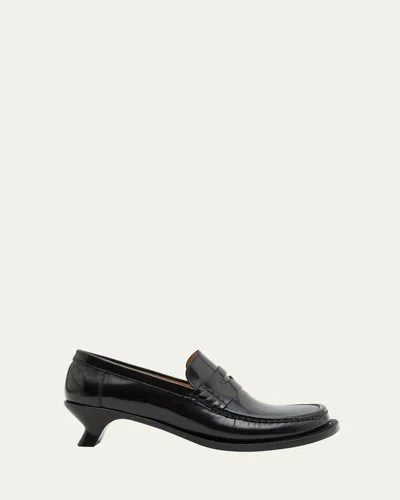 Loewe Terra Leather Kitten-heel Penny Loafers