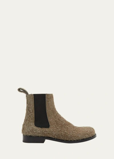 Loewe Terra Suede Chelsea Boots In Khaki Green