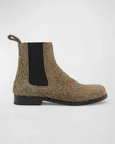 Loewe Terra Suede Chelsea Boots In Khaki Green