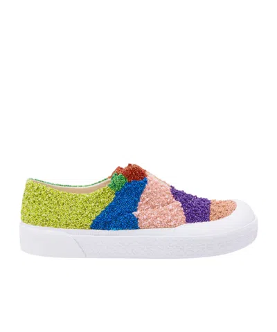 Loewe Terra Vulca Sneaker In Allover Beaded Canvas In Multi-color