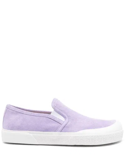 Loewe Terra Vulca Rubber-trimmed Suede Slip-on Sneakers In Purple