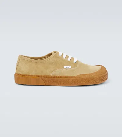 Loewe Terra Vulca Suede Sneakers In Gold