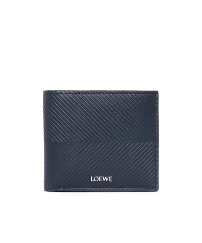Loewe Texture Calfskin Double Fold Wallet In Black