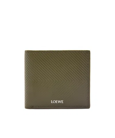 Loewe Texture Calfskin Double Fold Wallet In Green
