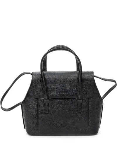 Pre-owned Loewe Textured Flap-top Tote Bag In Black