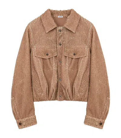 Loewe Textured Lambskin Oversized Jacket In Brown