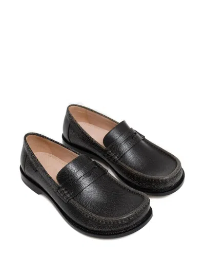 Loewe Textured Penny Loafers In Black