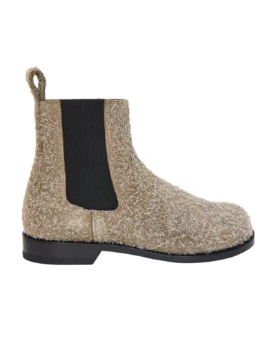 Loewe Textured Round-toe Boots In Brown