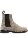 Loewe Textured Round-toe Boots In Green